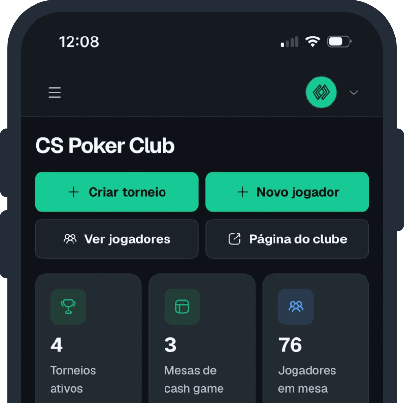 Celular exibindo a tela de timer do ChipSuite durante um torneio